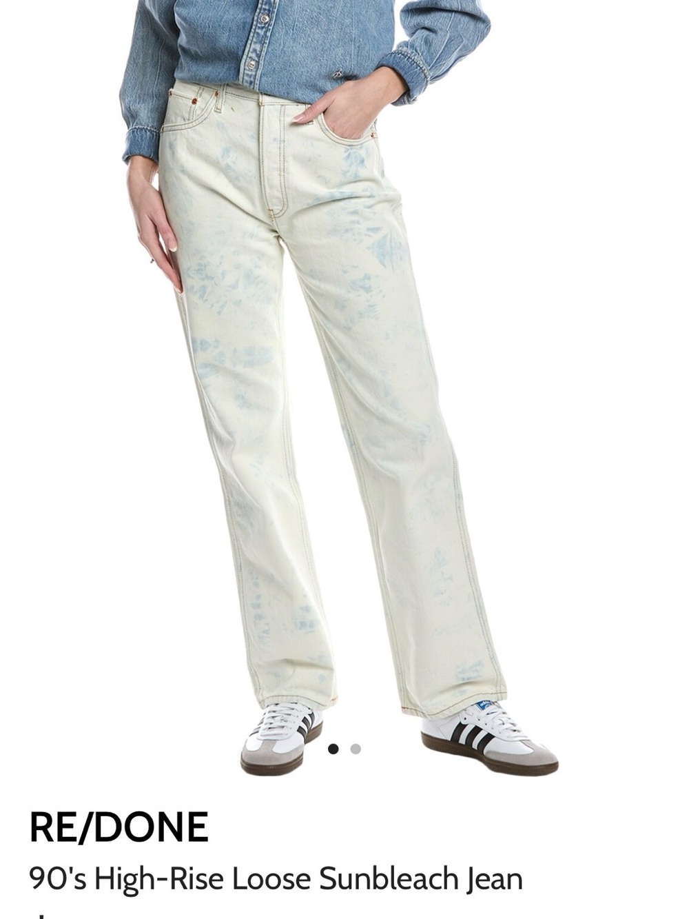 Re/Done High-Rise Loose Sunbleach Jeans in Cream and Light Blue